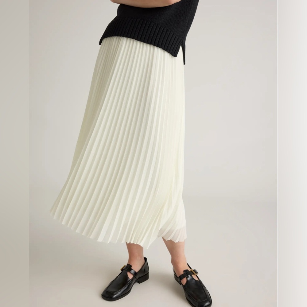 Quince ivory chiffon midi skirt, XS